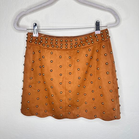 NWT Anthropologie Mare Mare Faux Suede Rivet Trim Studded Mini Skirt Small - Picture 11 of 13